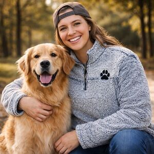 Boxercraft Blue Half Zip Sherpa Dog Paw Soft Plush Sweatshirt Sweater XL